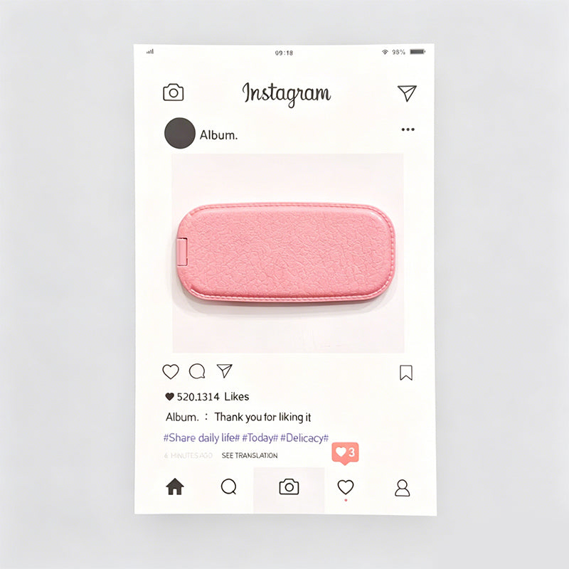 Minimalist Synthetic Leather Folding Adhesive Phone Mirror