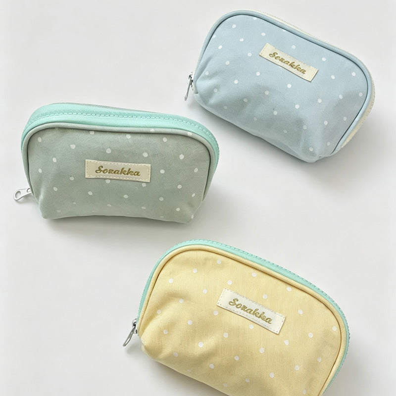 Polka Dot Shell Makeup Pouch Bag