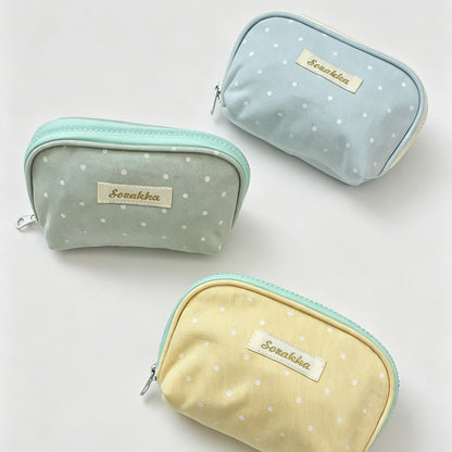 Polka Dot Shell Makeup Pouch Bag