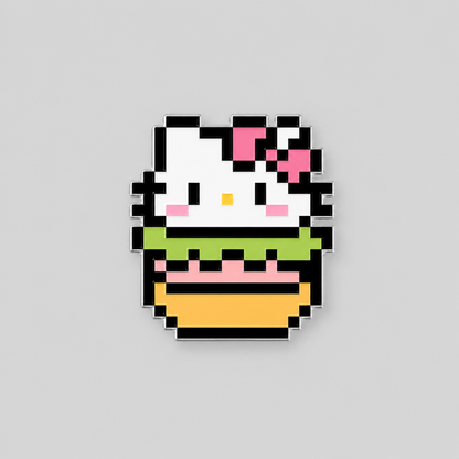 Pixel Cat Printed Acrylic Fridge Magnet
