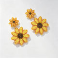 Beaded Sunflower Drop Earrings - Shopdayla Wholesale - #7170