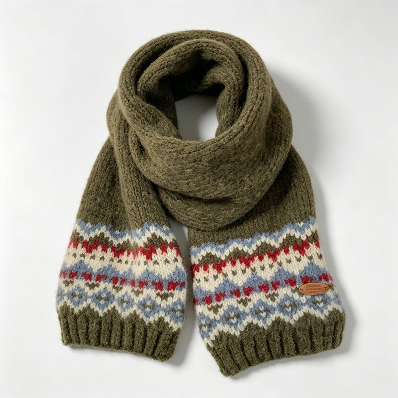 Nordic Pattern Knit Scarf