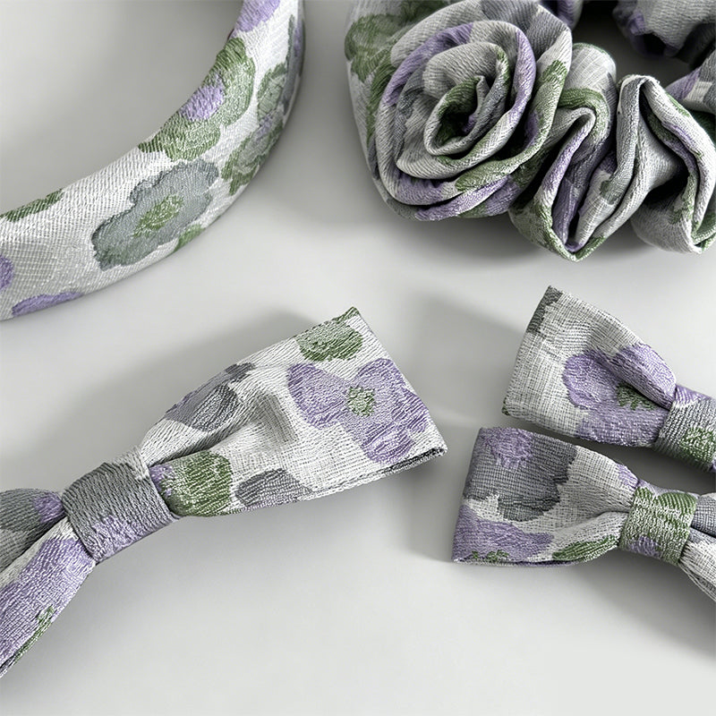 Refined Floral Embroidery Bow - Shopdayla Wholesale - #2258