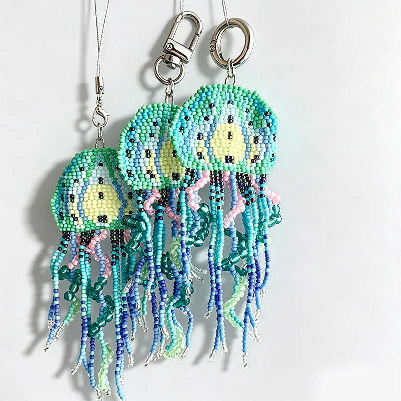 Handmade Beaded Jellyfish Keychain