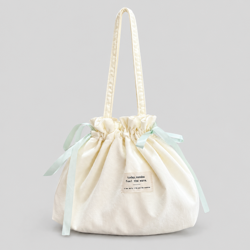 Solid Color Drawstring Handle Bag