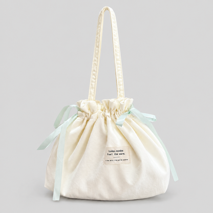Solid Color Drawstring Handle Bag