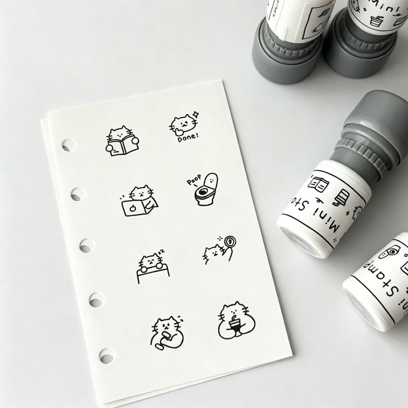 Mini Cat Self‑Inking Round Stamp