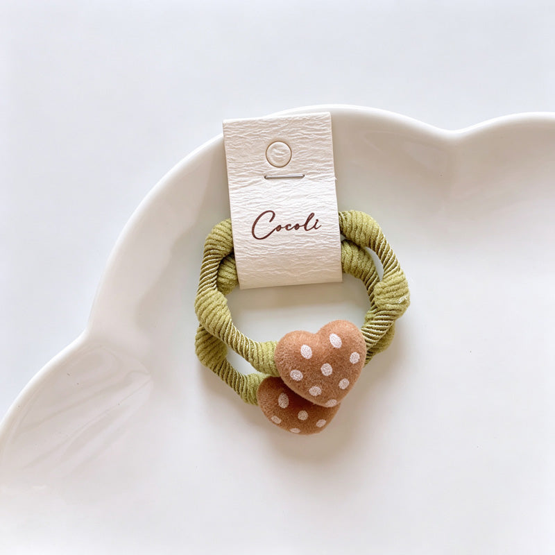 Polka Dot Heart Resin Hair Tie