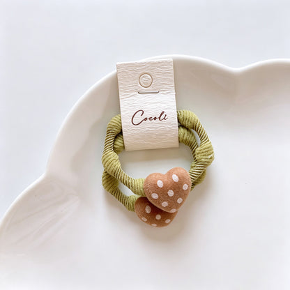 Polka Dot Heart Resin Hair Tie