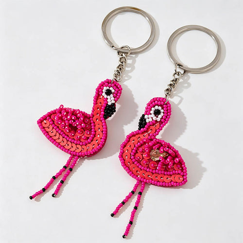 Beaded Flamingo Keychain Bag C - Shopdayla Wholesale - #3986