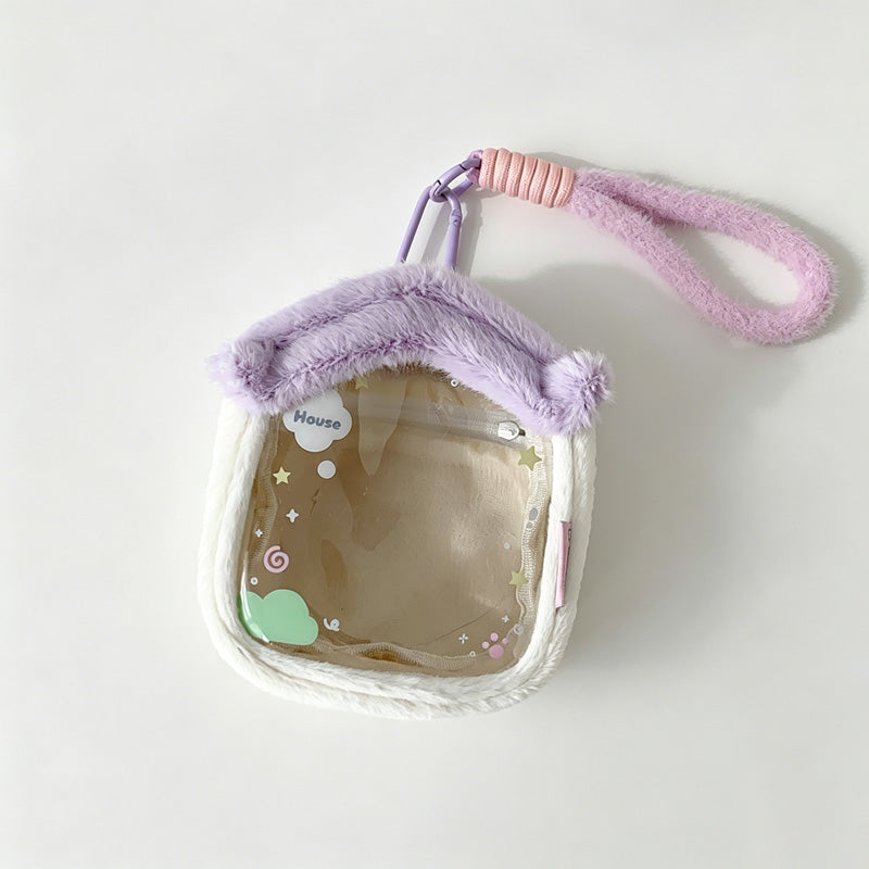 Plush Trim Clear Pouch