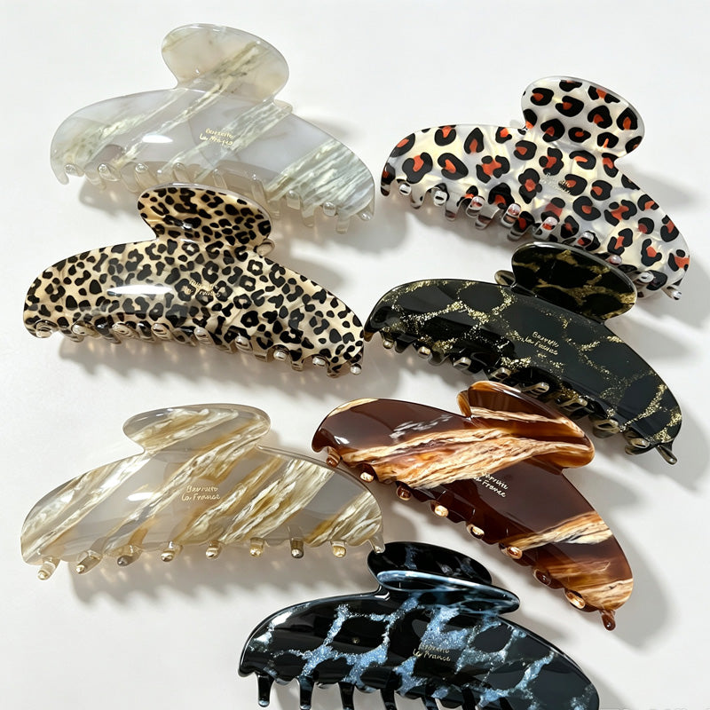Leopard Marble Acetate Hair Claw