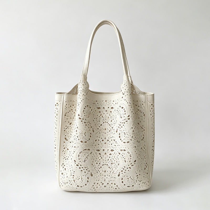 Floral Cutout Shoulder Tote
