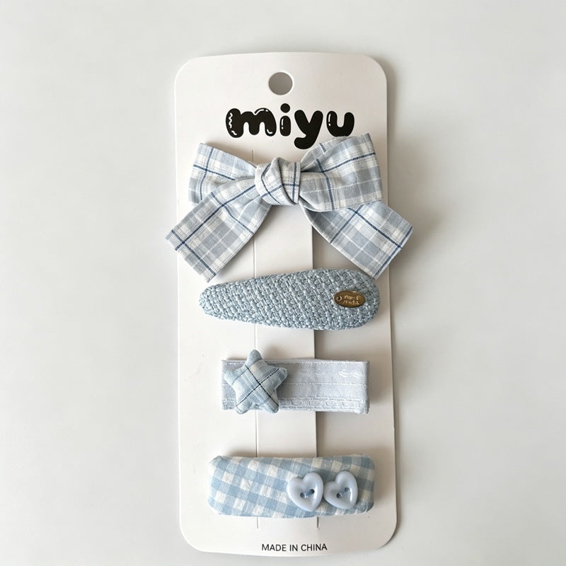 Blue Assorted Fabric Hair Clip Set