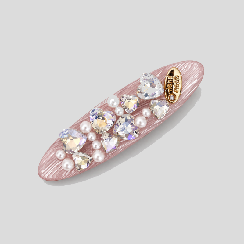 Rhinestone Pearl Oval Hair Clips