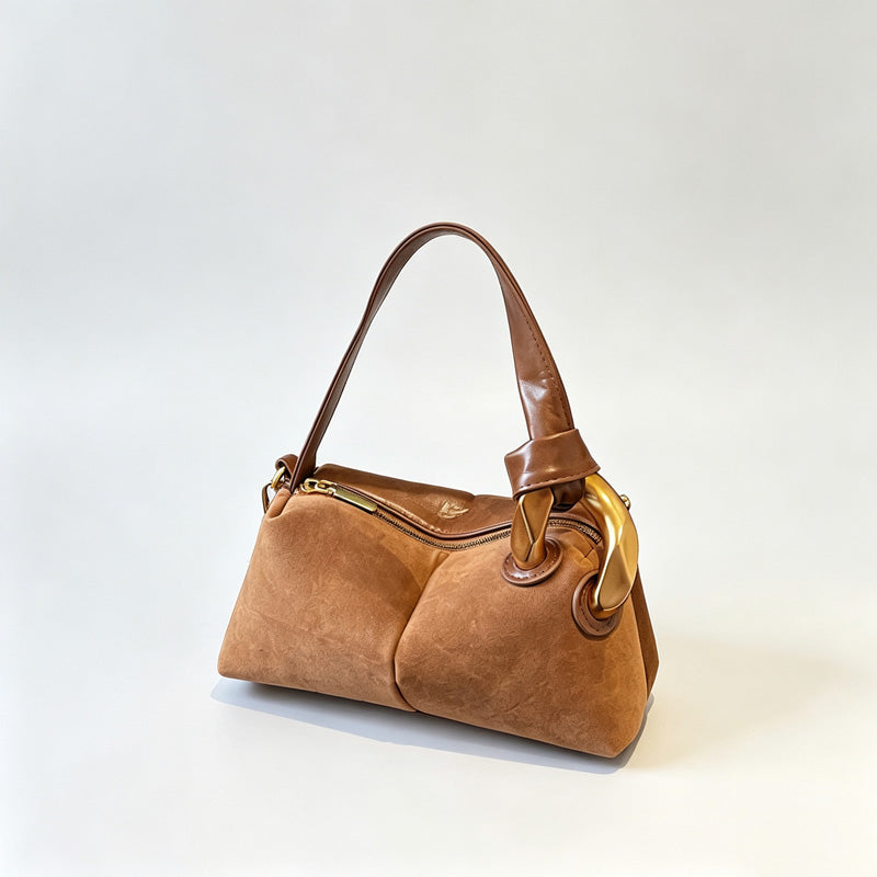 Faux Suede Barrel Crossbody Bag
