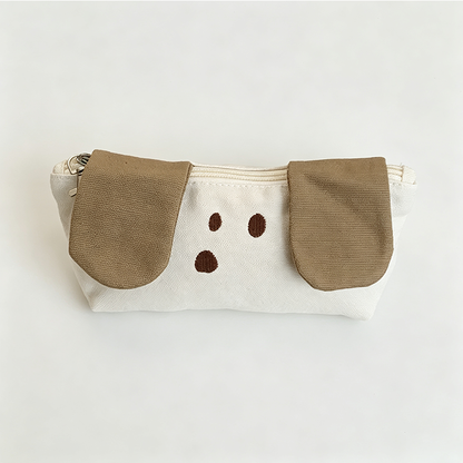 Dog Ear Canvas Zipper Pencil Pouch