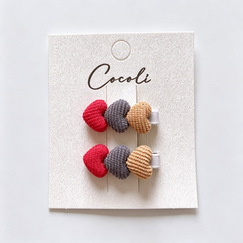 Fabric Heart Shape Hair Clips Ties