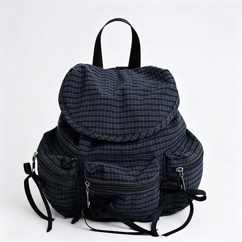 Plaid Print Drawstring Backpack
