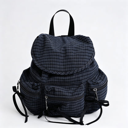 Plaid Print Drawstring Backpack