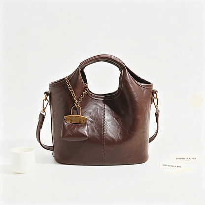 Solid Color Crossbody Bag with Pendant