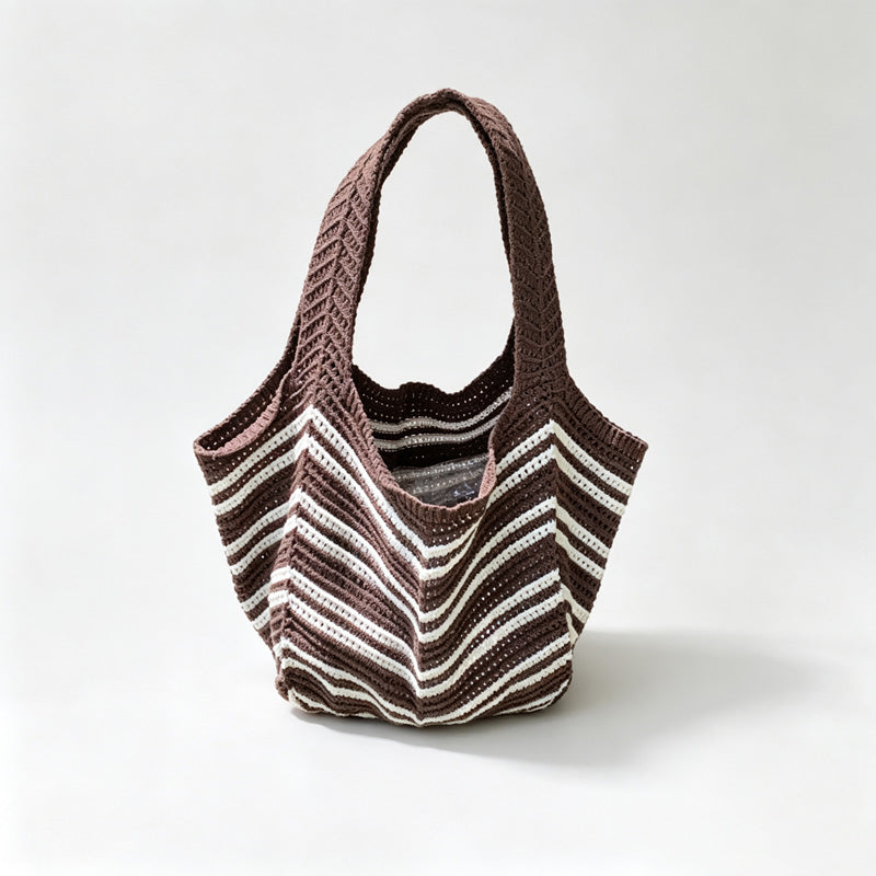 Zigzag Stripe Knit Tote Bag
