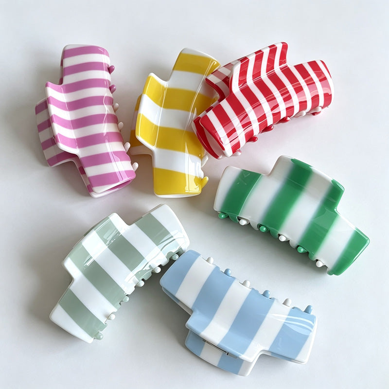 Striped Acetate Hair Claw Clip