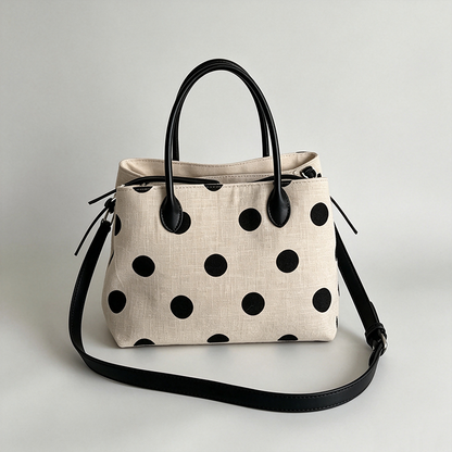 Polka Dot Canvas Mini Tote Bag