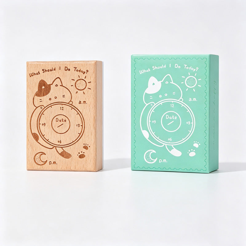 Wooden Cat Planner Rubber Stamp