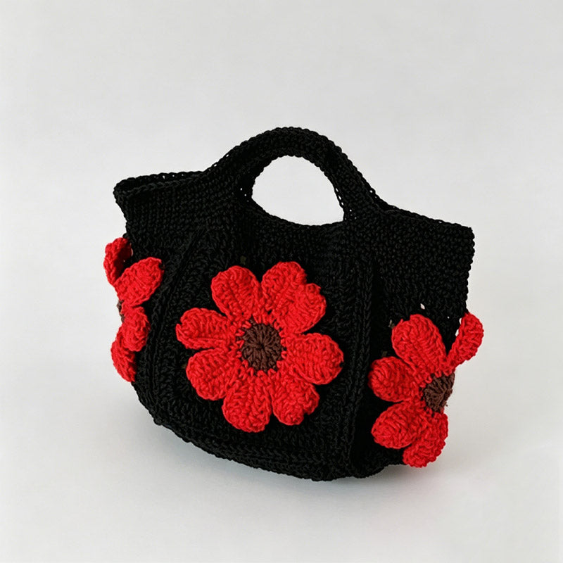 Floral Crochet Handheld Bag