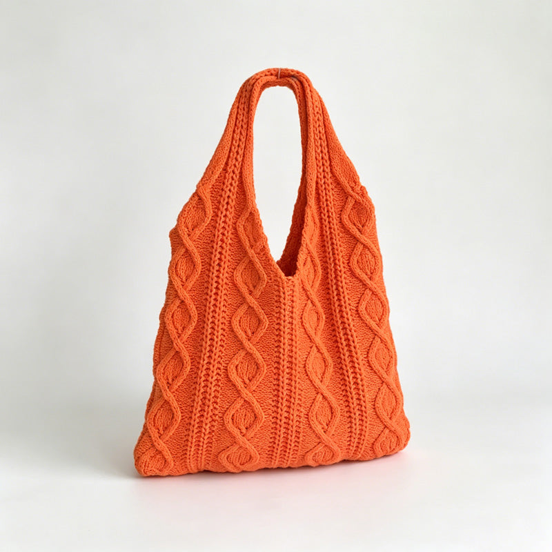 Cable Knit Hobo Tote Bag