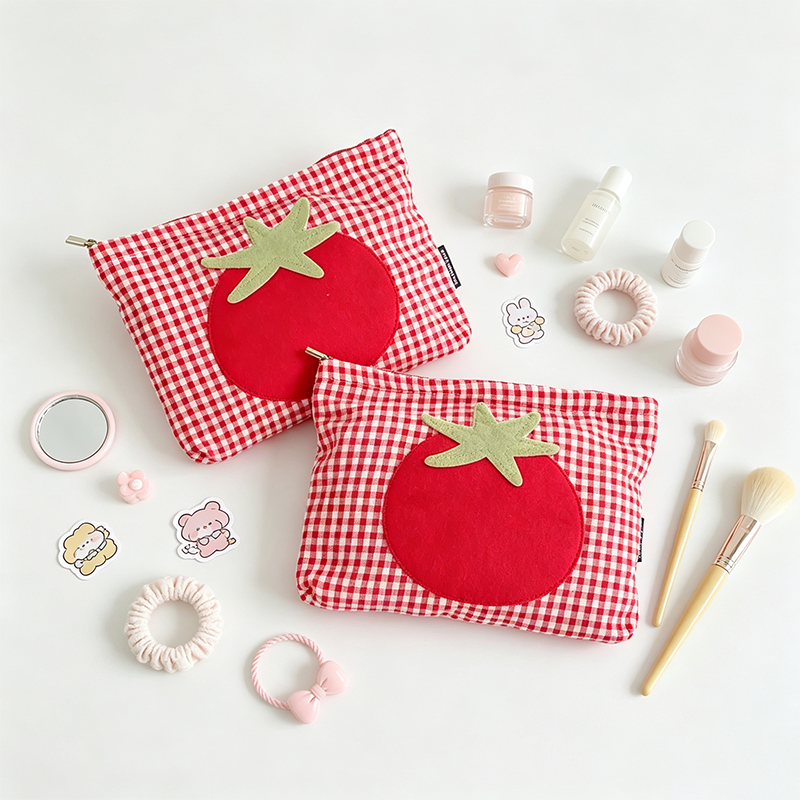 Tomato Gingham Zip Pouch