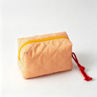 Quilted Grid Pattern Cosmetic Pouch