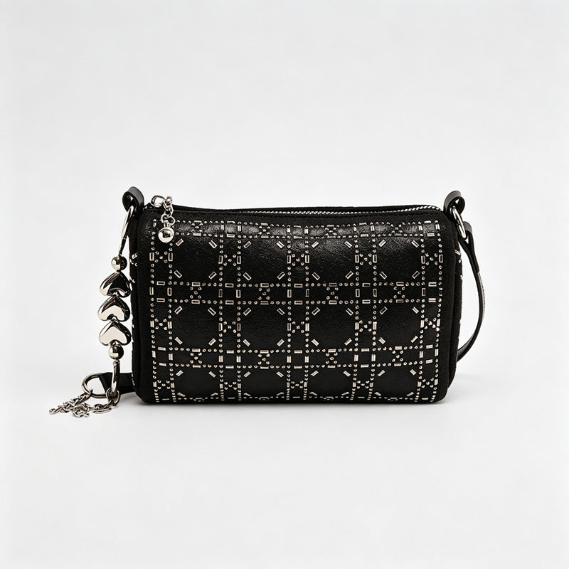 Denim Rhinestone Small Crossbody Bag