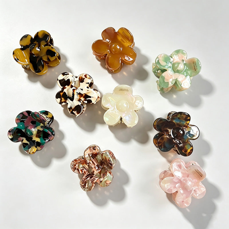 Small Flower Marbled Hair Claw