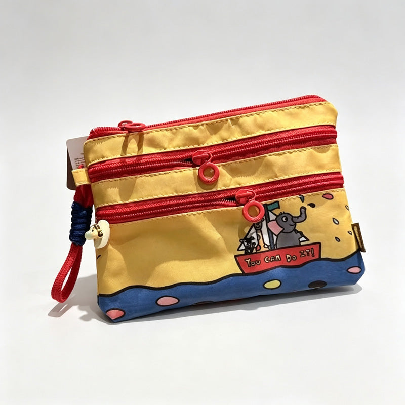Triple Zipper Canvas Storage Pouch