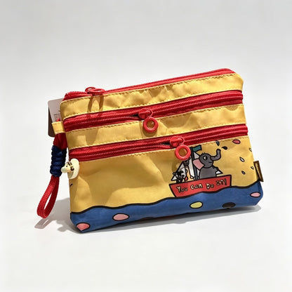 Triple Zipper Canvas Storage Pouch