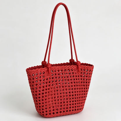 Cutout Handle Basket Tote Bag