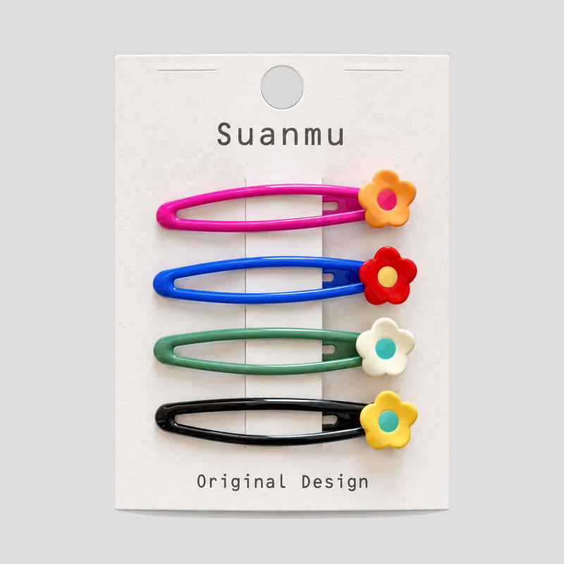 Color Flower BB Hair Clip Set