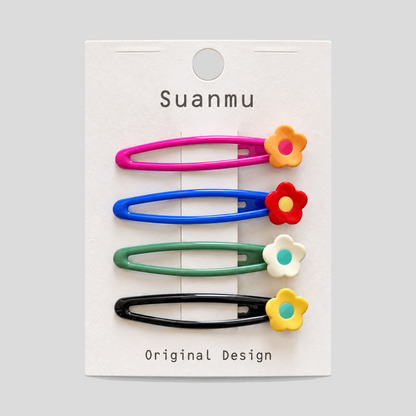 Color Flower BB Hair Clip Set