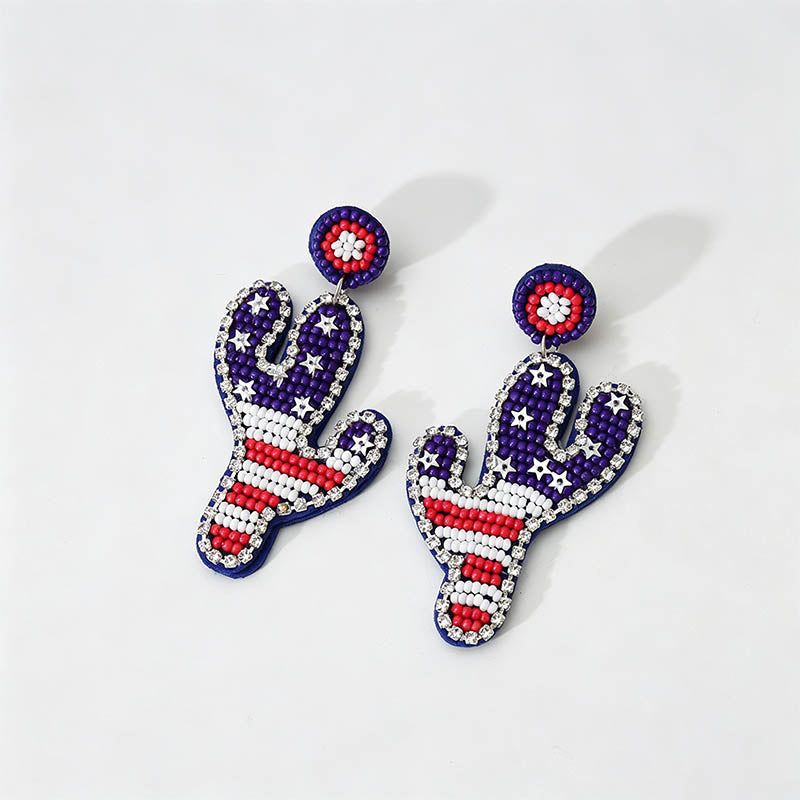 Beaded Patriotic Statement Ear - Shopdayla Wholesale - #7954