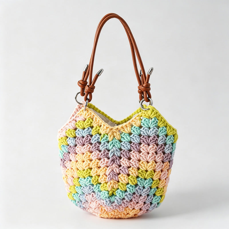 Striped Crochet Crossbody Bag