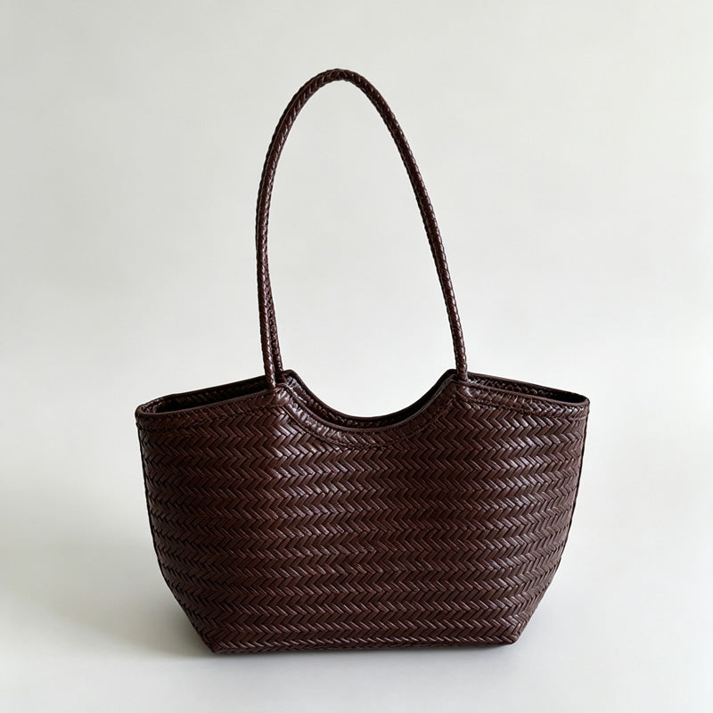 Woven Curve Shopper Tote Bag