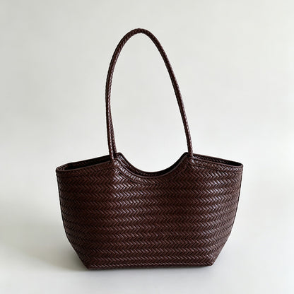 Woven Curve Shopper Tote Bag