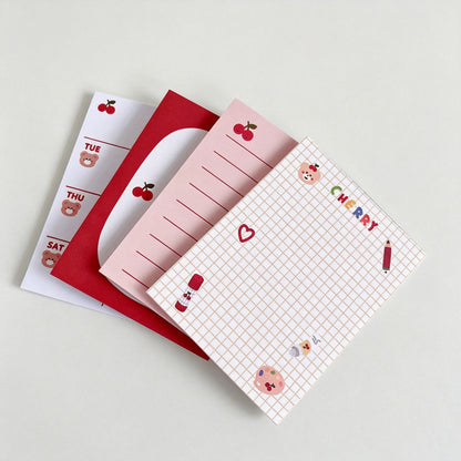 Bear & Cherry Print Non‑Sticky Notes