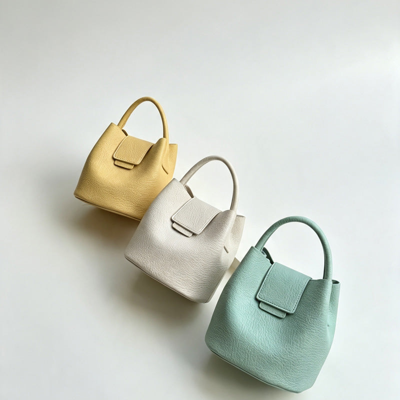 Flip Cover Handle Bucket Bag