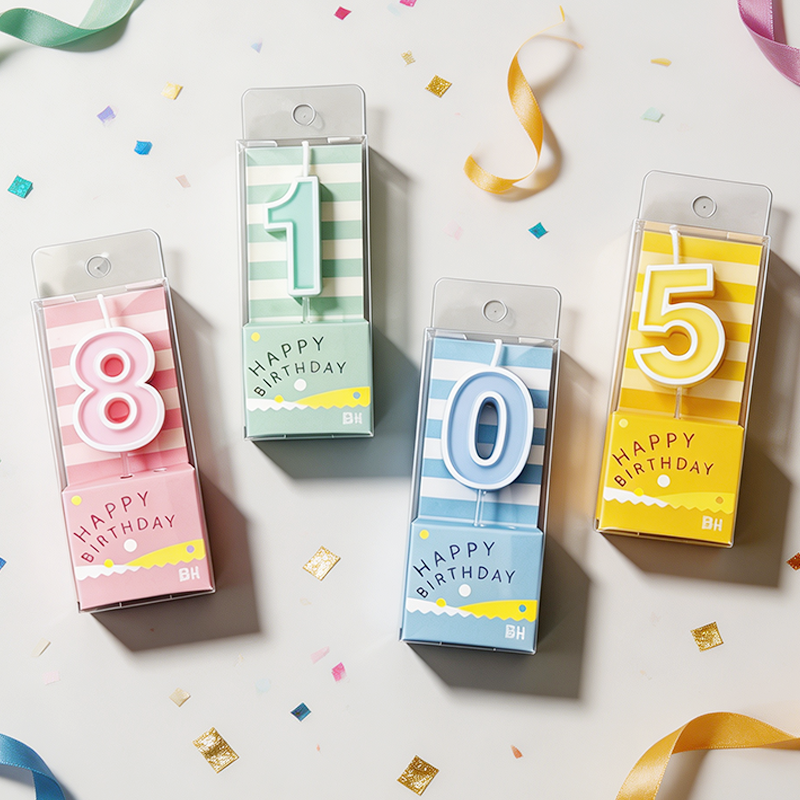 0-9 Number Candy‑Colored Birthday Candle