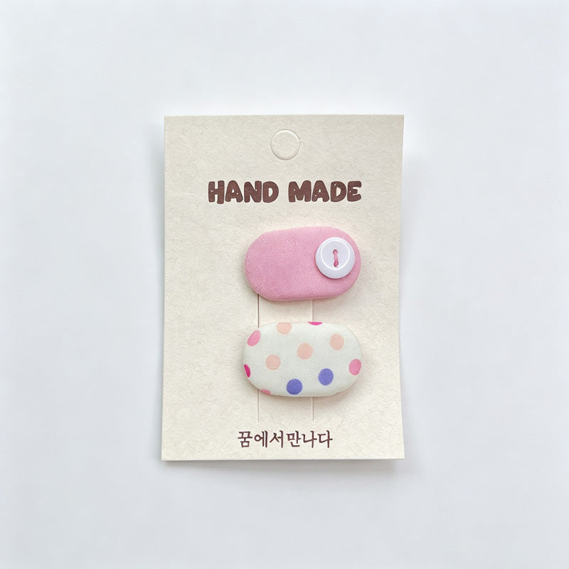 Fabric Button Hair Clips Set