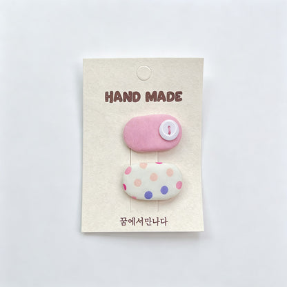 Fabric Button Hair Clips Set
