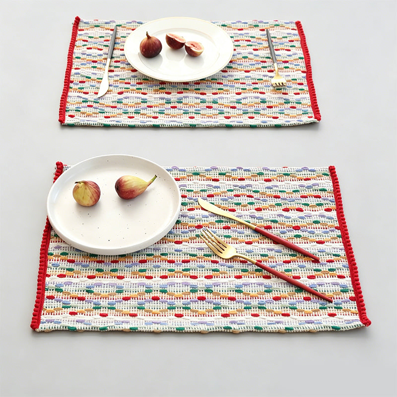 Christmas Striped Woven Fabric Heat Resistant Dining Placemat